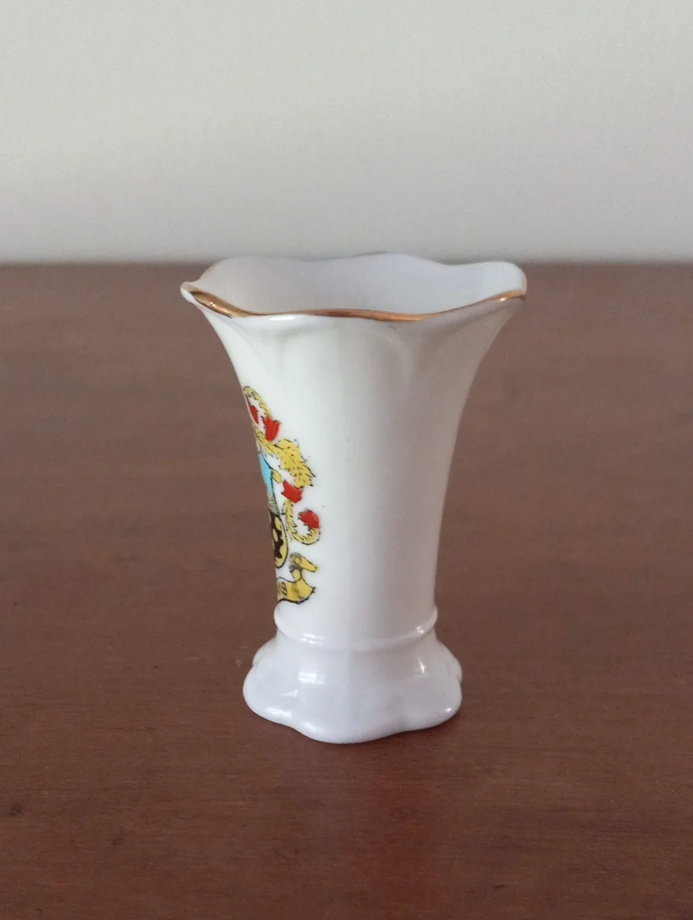 Antique Crested China Miniature Vase - St Dennis Coat of Arms Gold Trim